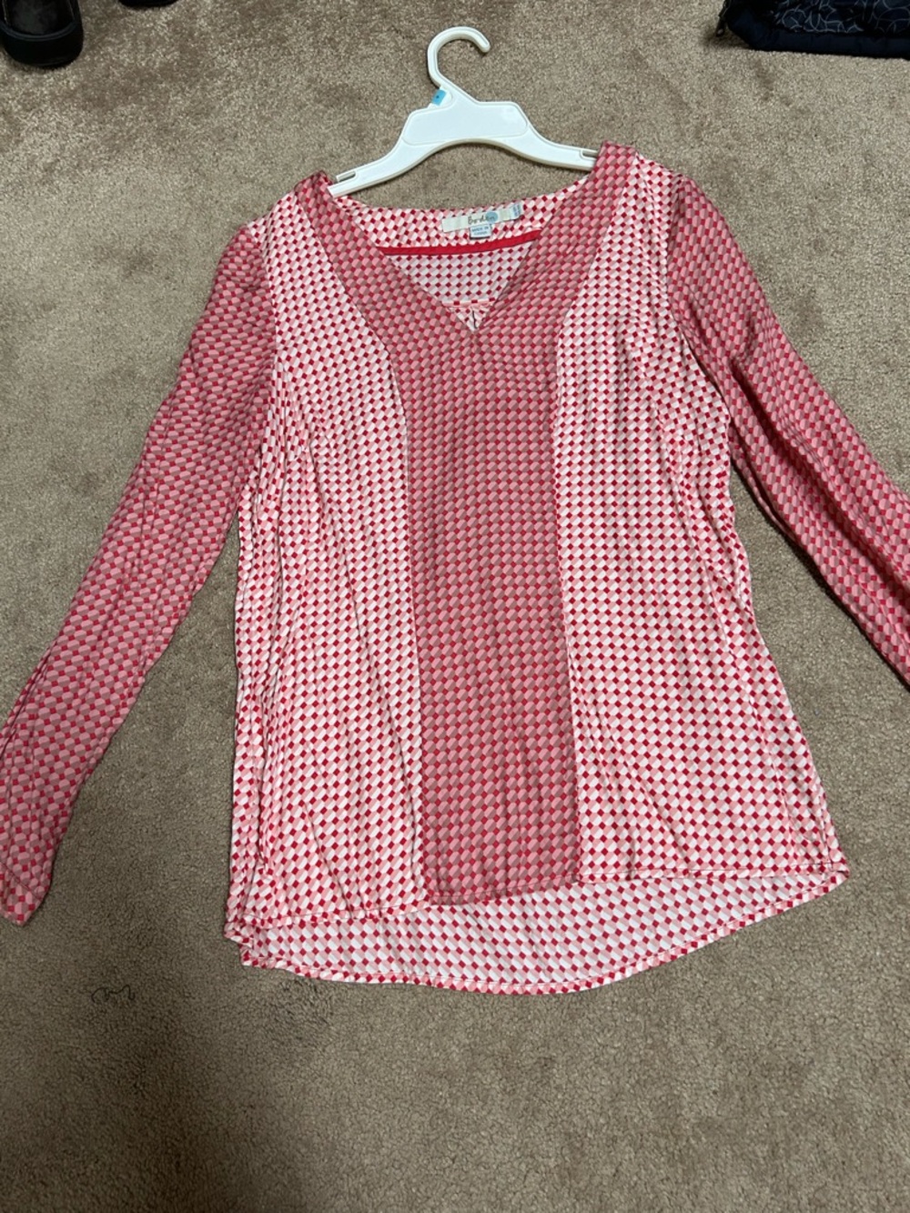 Boden Pink Geometric V-Neck Blouse